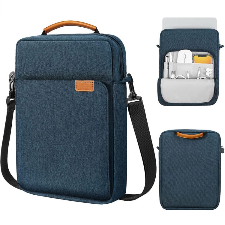 Vertical Laptop Bag Handheld Shoulder Crossbody Bag, Size: 13 Inch — Light Gray