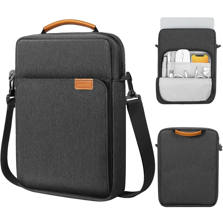 Vertical Laptop Bag Handheld Shoulder Crossbody Bag, Size: 13 Inch — Black