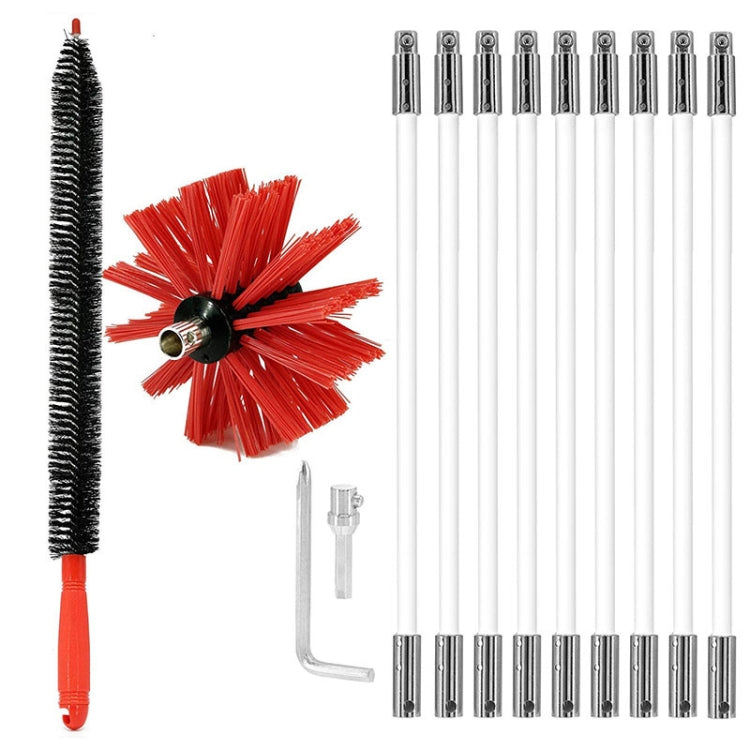 Extendable Bendable Electric Drill Chimney Brush Hood Interior Duct Brush — 410mm x 6 Rods