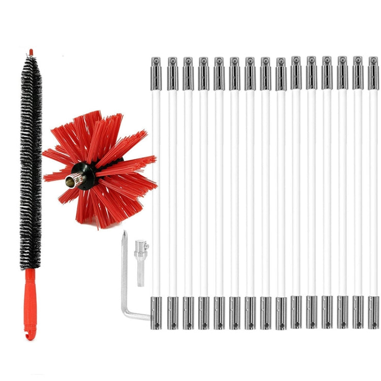 Extendable Bendable Electric Drill Chimney Brush Hood Interior Duct Brush — 410mm x 9 Rods