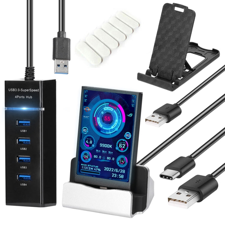 3.5 InchIPS View All Computer Monitor USB Chassis Vice Screen — Set 1 (White)