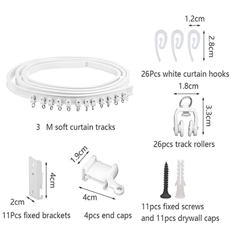 Model Steel Rail Bending Curtain Rail Flexible Guide Set, Size: — 3m White