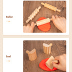 Plasticine Accessory DIY Slime Play Dough Wooden Tools Roller Stamp Rolling Pin Spoon