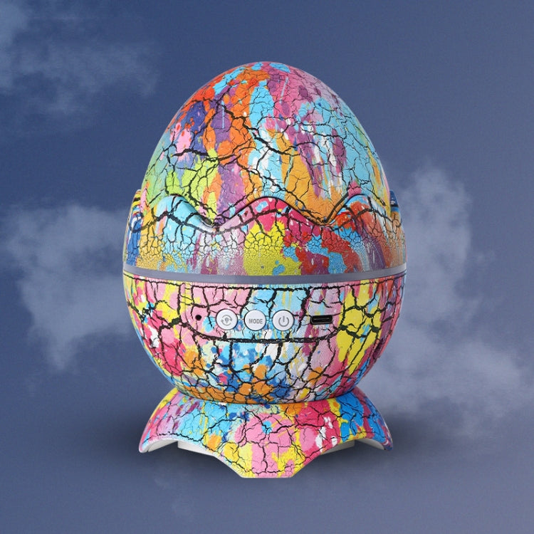 K850 LED Dinosaur Egg Remote Control Bluetooth Star Projection Light with Speaker Function — Crack White