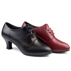 Latin Dance Shoes Women Leather Square Dance Soft Soled Medium Heels Shoes — view 33