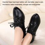 Latin Dance Shoes Women Leather Square Dance Soft Soled Medium Heels Shoes — view 35