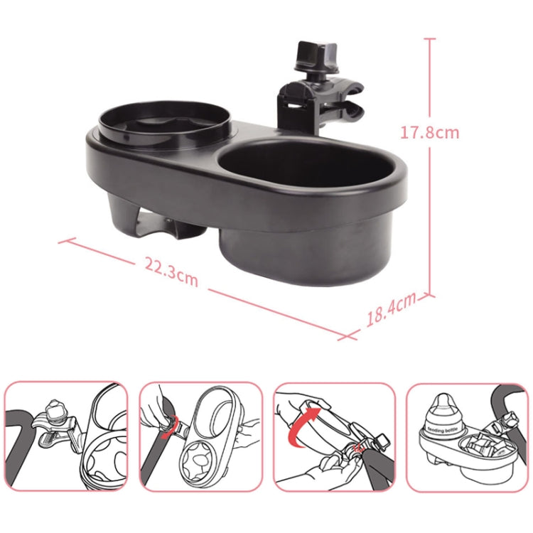 Stroller Double Cup Holder Pushchair Bottle Snack Box Shelf — view 3