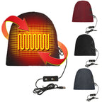 USB Electric Heating Outdoor Windproof And Warm Knitted Hat — Red