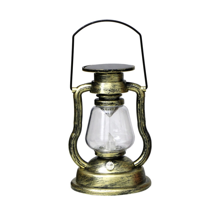 200802 Retro Solar Kerosene Lamp Shape Handheld Lamp Home Decor Flame Lamp — Bronze
