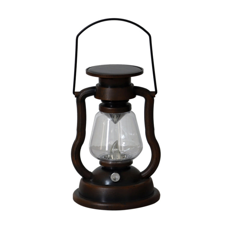 200802 Retro Solar Kerosene Lamp Shape Handheld Lamp Home Decor Flame Lamp — Silver
