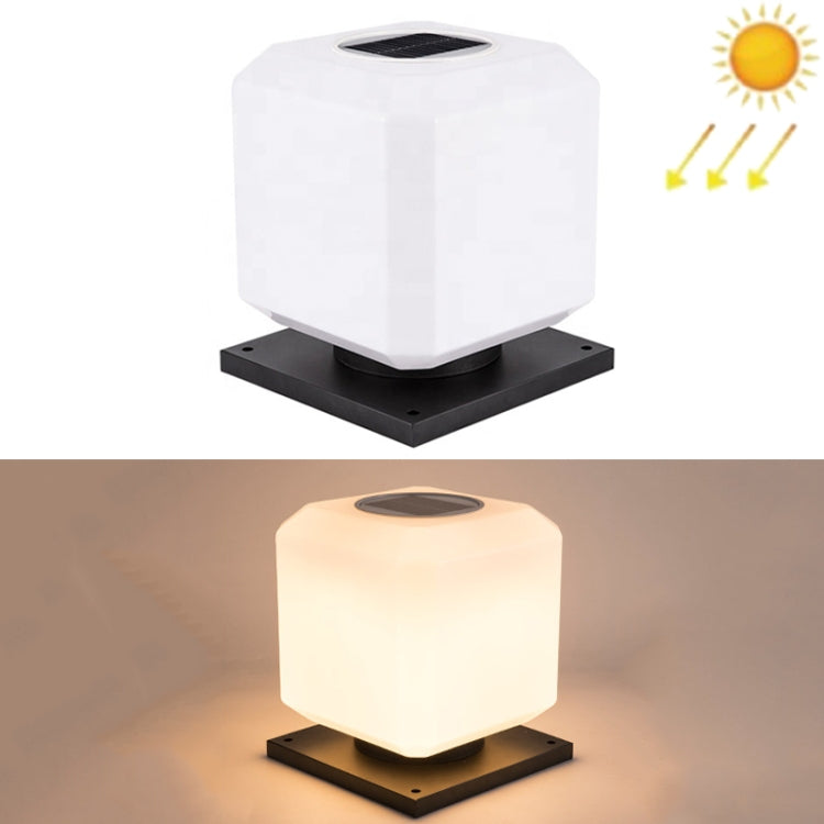 003 Solar Square Outdoor Post Light LED Waterproof Wall Lights, Size: — 25cm (Warm Light)