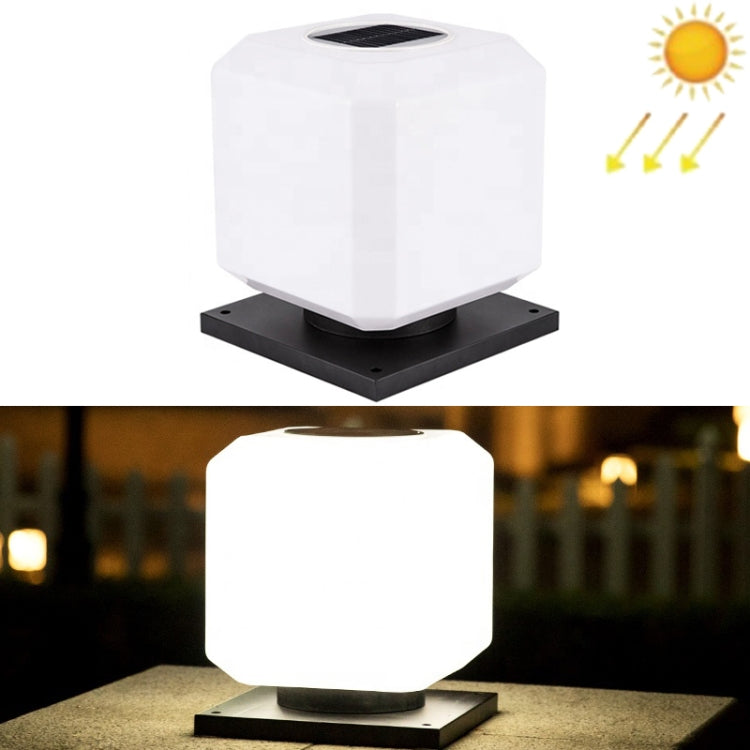 003 Solar Square Outdoor Post Light LED Waterproof Wall Lights, Size: — 20cm (White Light)