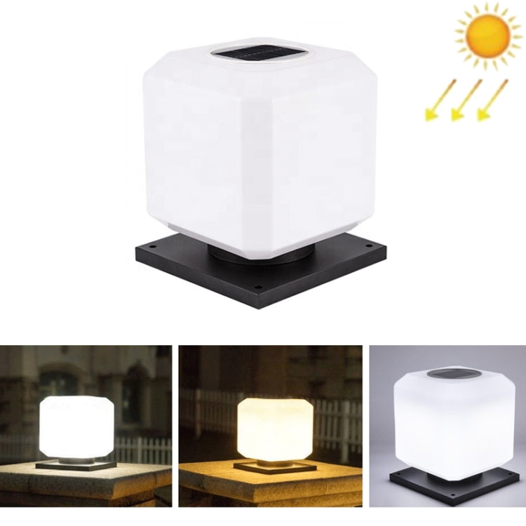 003 Solar Square Outdoor Post Light LED Waterproof Wall Lights, Size: — 25cm (Tricolor Light)