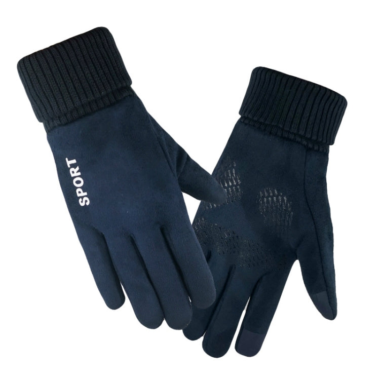 Q35 Suede Men Warm Gloves Touch Screen Sports Cycling Gloves, Q35 Dark Blue, Q35 Khaki, Q35 Black