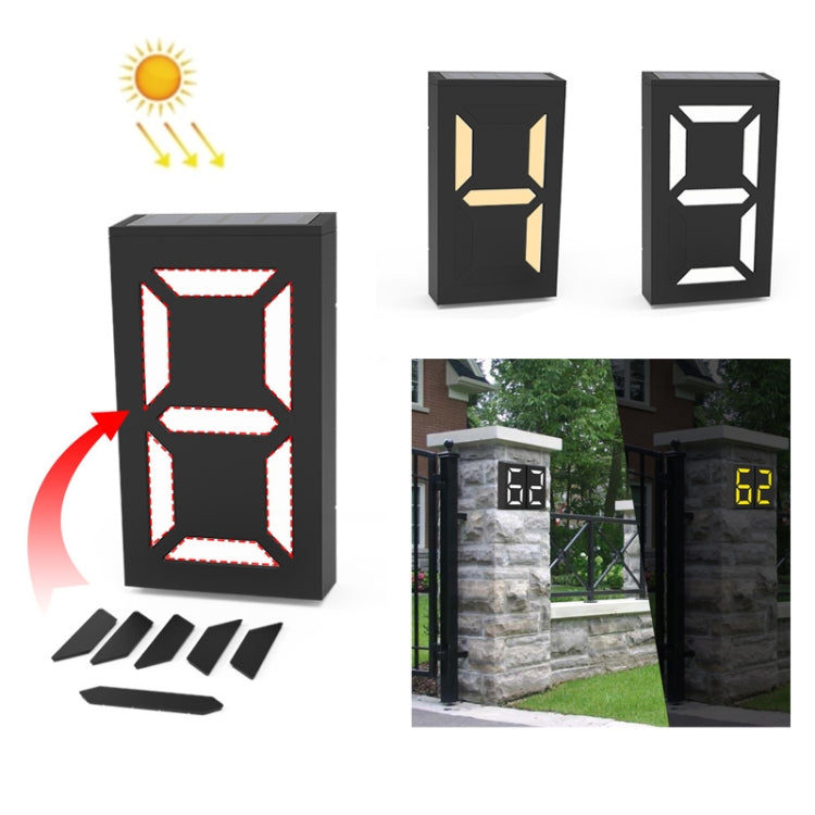 N766B DIY Solar Number Doorplate Lamp Outdoor Waterproof Wall Lights — N766B (Colorful Light Model)
