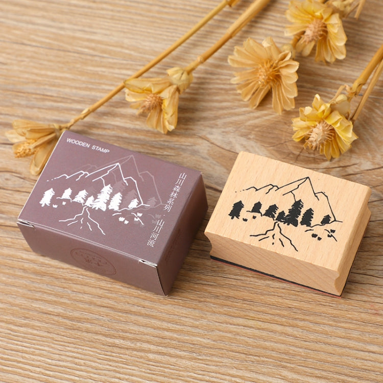 5 PCS DIY Vintage Nature Landscape Handbook Wooden Stamp — Maple Leaves