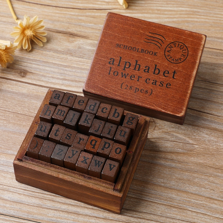 E13 28PCS/Set Vintage Wooden Alphabet and Number Diary Handbook DIY Stamps — Regular Capital