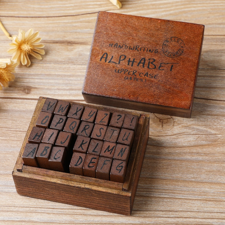 E13 28PCS/Set Vintage Wooden Alphabet and Number Diary Handbook DIY Stamps — Regular Lowercase