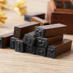 E13 28PCS/Set Vintage Wooden Alphabet and Number Diary Handbook DIY Stamps — Cursive Capital