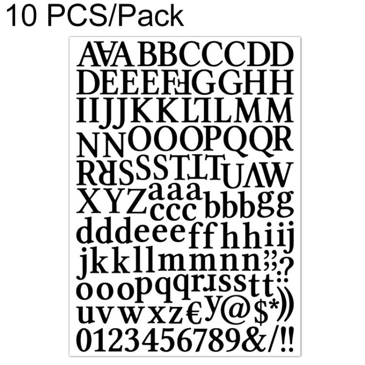 10 PCS Waterproof Alphabet DIY Handbook Sticker Gift Decoration Office Sticker — White