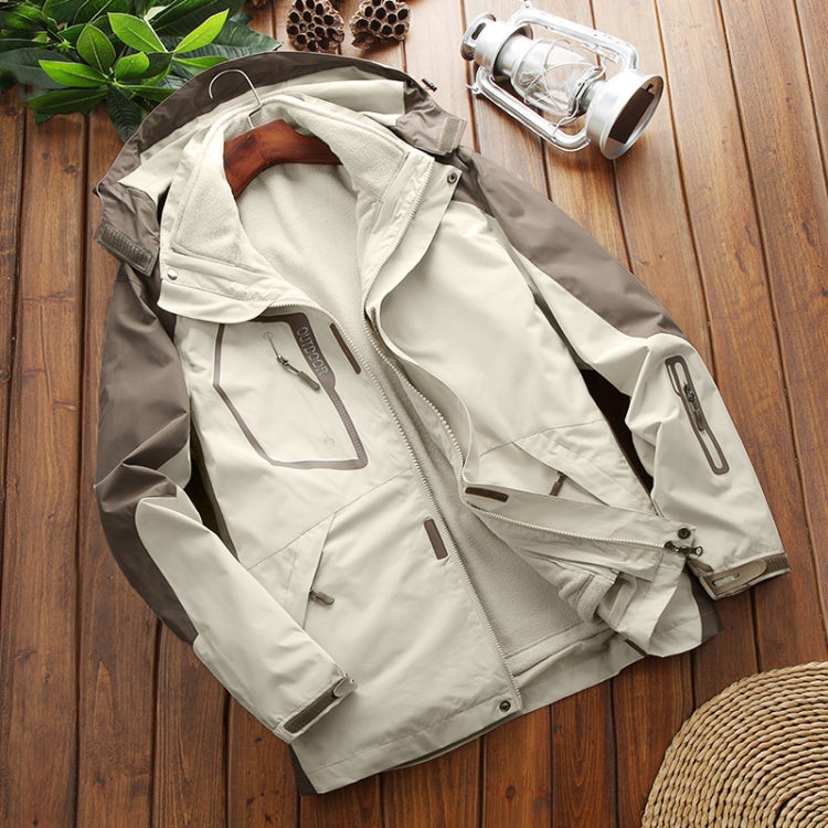 LSM-121 Men Autumn And Winter Jackets Grab Fleece Inner Lining Outdoor Hiking Clothes — Red