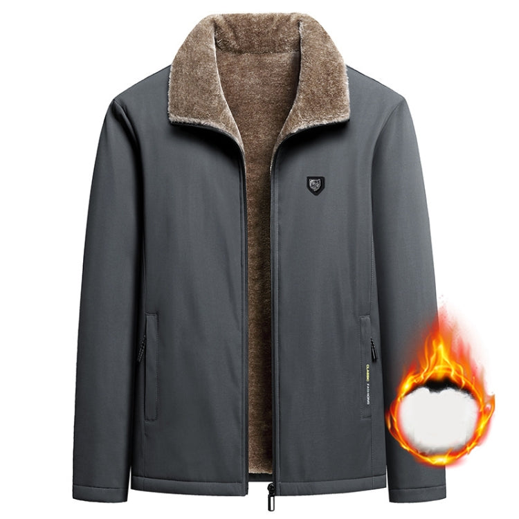 Autumn and Winter Middle-aged Dad Jacket Men Velvet Thickening Clothes — 4XL