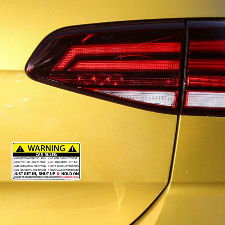 Car Safety Warning Rules Sticker