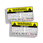 Car Safety Warning Rules Sticker