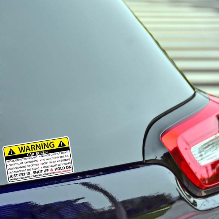 Car Safety Warning Rules Sticker