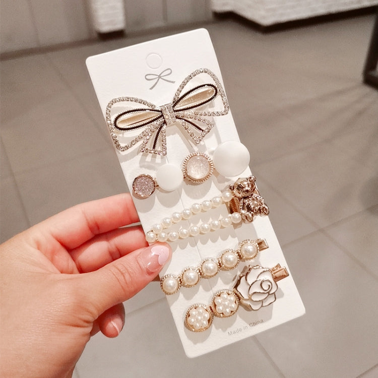 Star Sea Pearl Rhinestone Hair Clip Teenage Girls Headdress — 5 PCS/Set Starfish