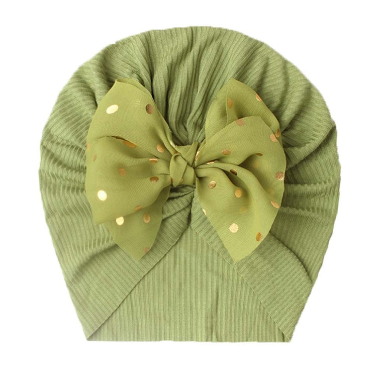 X-21005 Soft Threaded Baby Hats Children Bow Turban Cap — Yellow