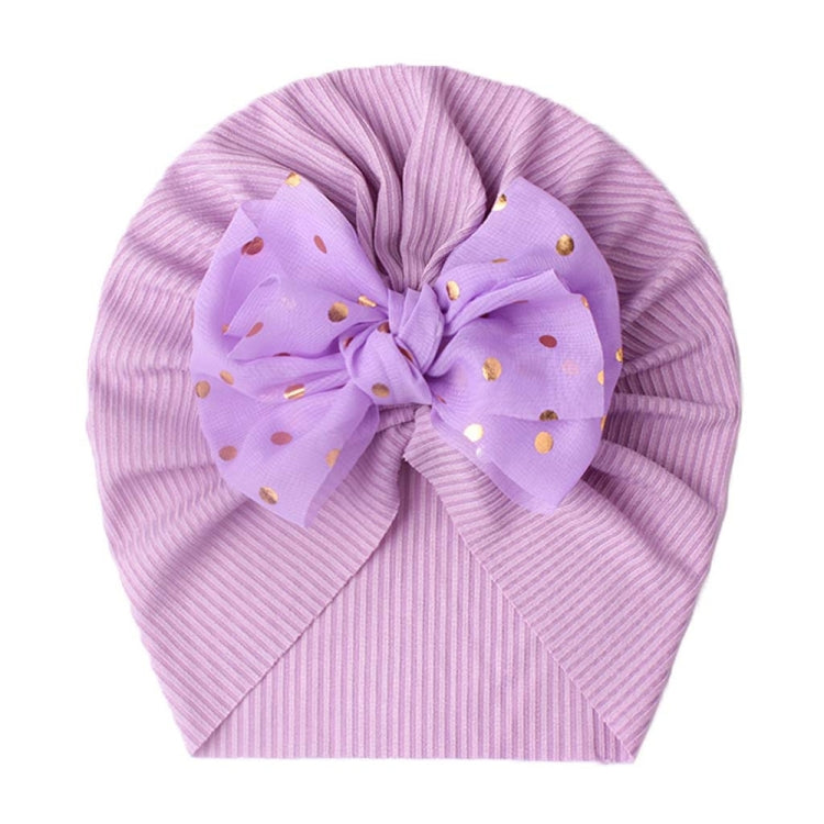 X-21005 Soft Threaded Baby Hats Children Bow Turban Cap — Blue