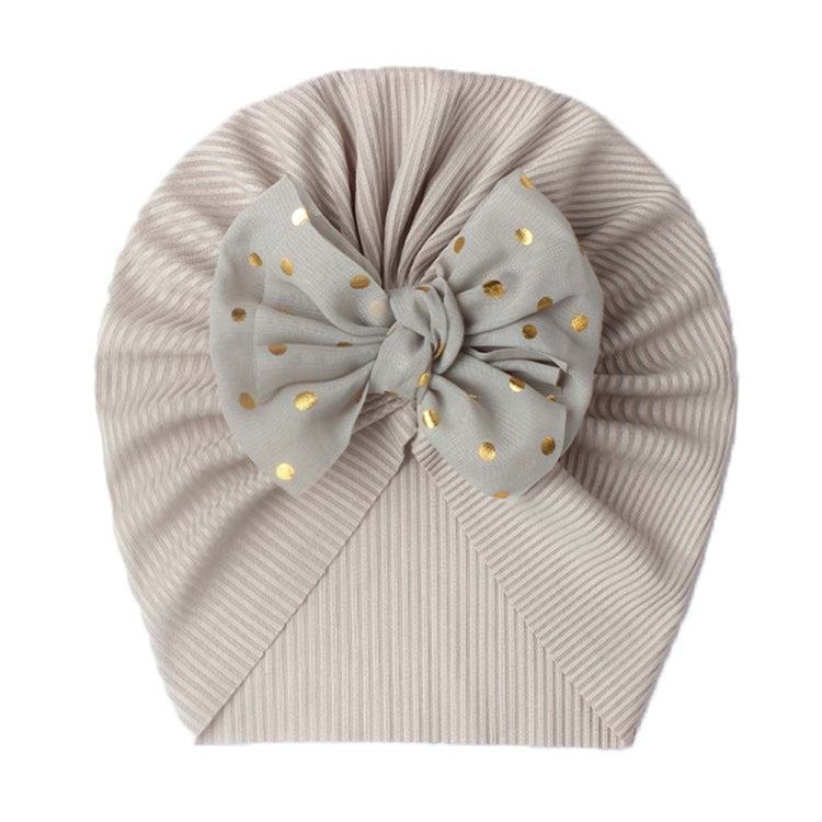 X-21005 Soft Threaded Baby Hats Children Bow Turban Cap — White