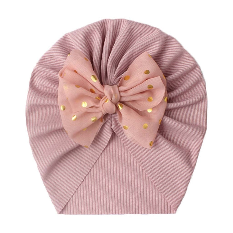 X-21005 Soft Threaded Baby Hats Children Bow Turban Cap — Grey