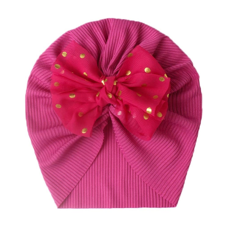 X-21005 Soft Threaded Baby Hats Children Bow Turban Cap — Jujube Red