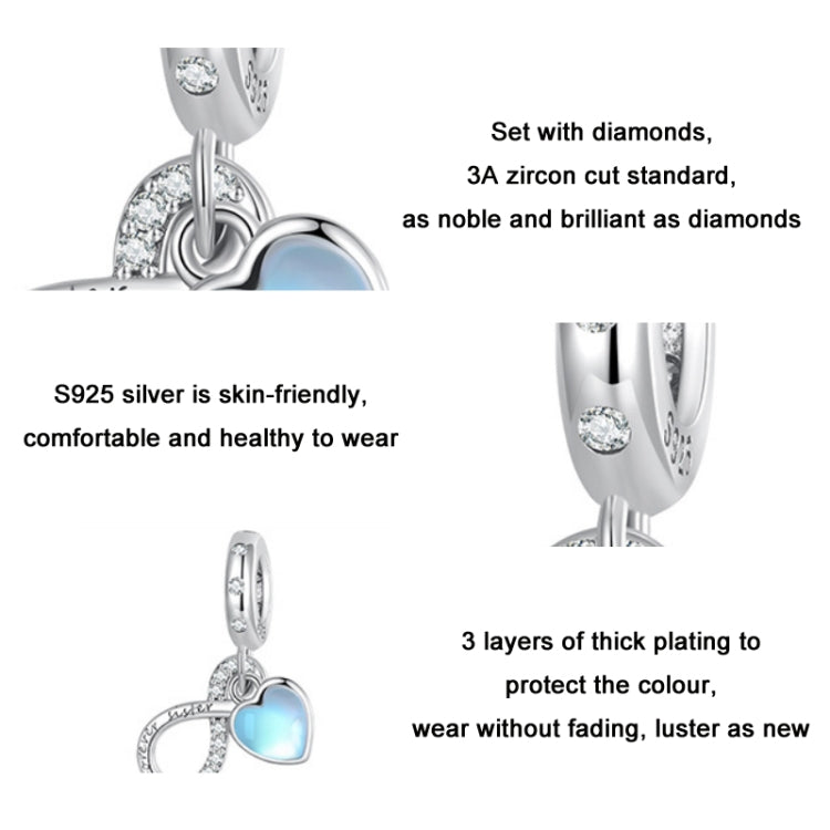 BSC705 S925 Eternal Sisterhood Charm Cracelet Endless Symbols Heart Zirconia Pendant — view 4