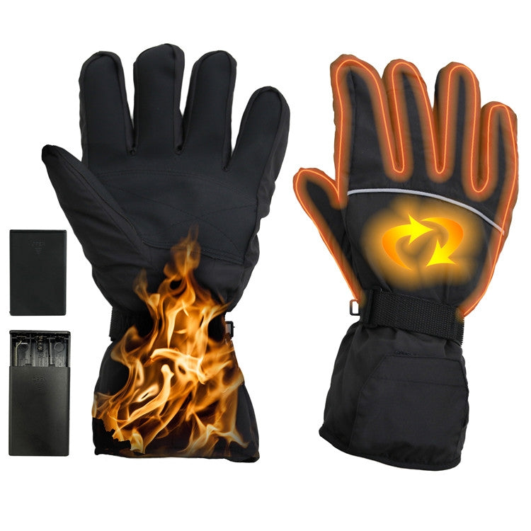 Outdoor Sports Ski Heated Warm Touchable Gloves — Black