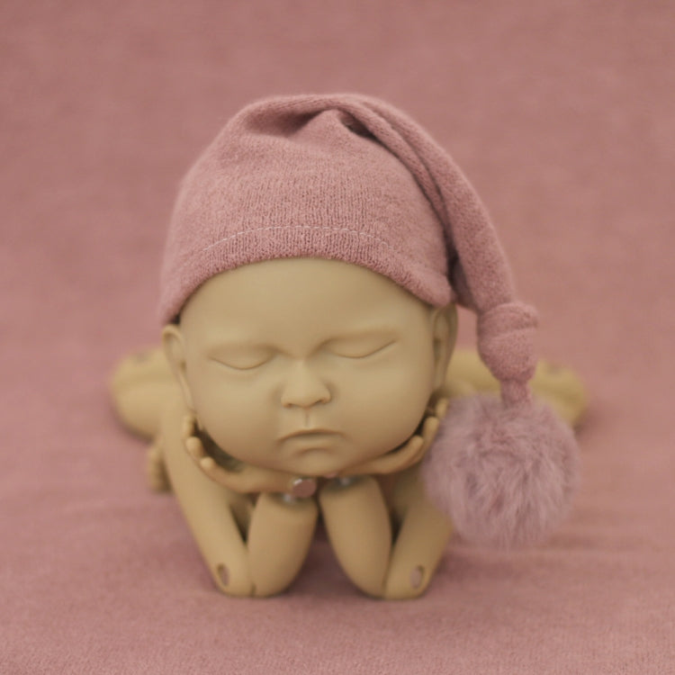 Newborn Photography Clothing Baby Photography Fur Ball Knitted Long Tail Hat