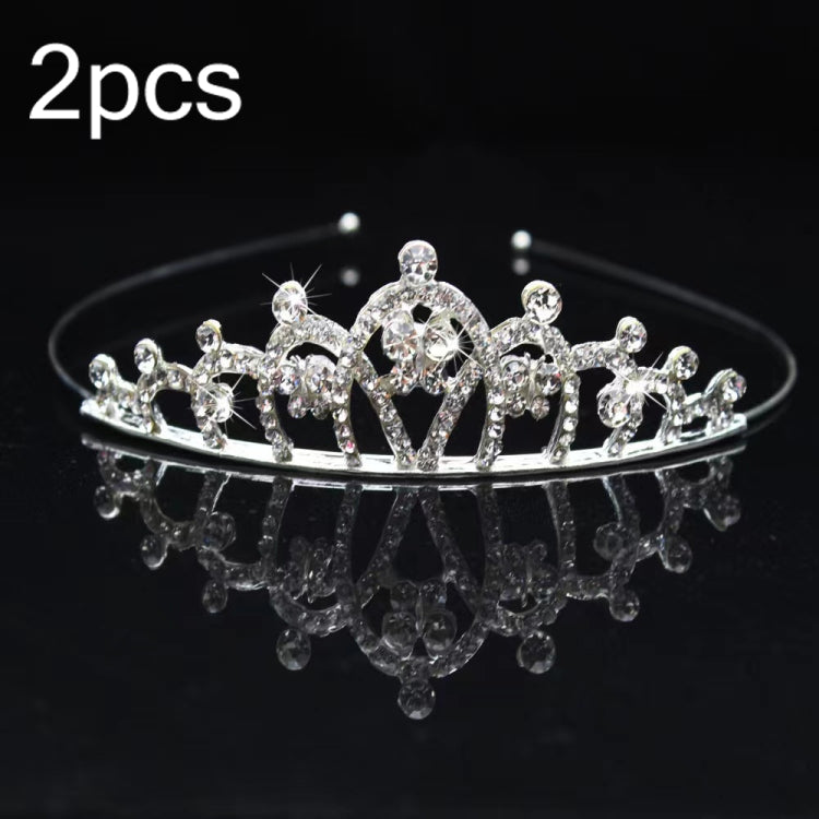 2pcs Little Girl Crown Hair Band Alloy Hair Ornaments Rhinestone Headdress — Rhinestone Crown A