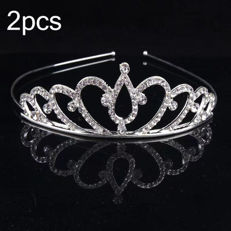 2pcs Little Girl Crown Hair Band Alloy Hair Ornaments Rhinestone Headdress — Rhinestone Crown E