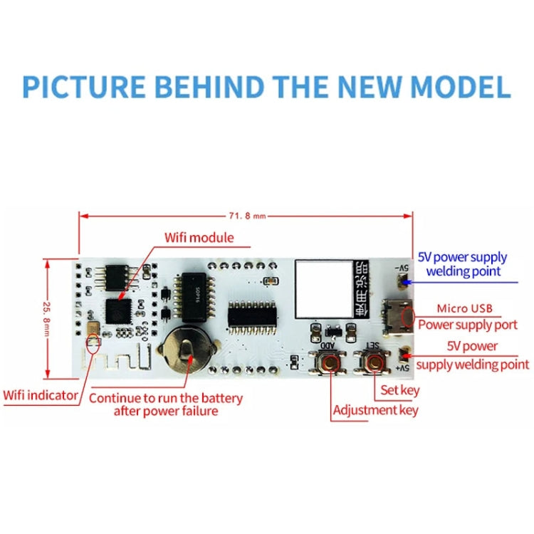 0.8 Inch Electronic Clock Movement Module WIFI Digital Tube Digital Time Display
