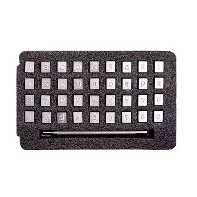 36 In 1 Leather English Print Punch Digital Seal Craft Leather Carving Tools, Size:
