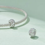 S925 Sterling Silver Plated White Gold Zircon Flower Hollow Pattern Bracelet Beads — BSC741