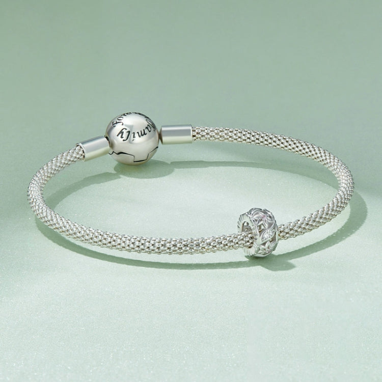 S925 Sterling Silver Plated White Gold Zircon Flower Hollow Pattern Bracelet Beads — view 4