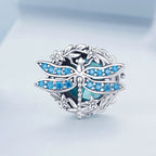 S925 Sterling Silver Dragonfly Around Garland Zircon Bead Bracelet — view 3