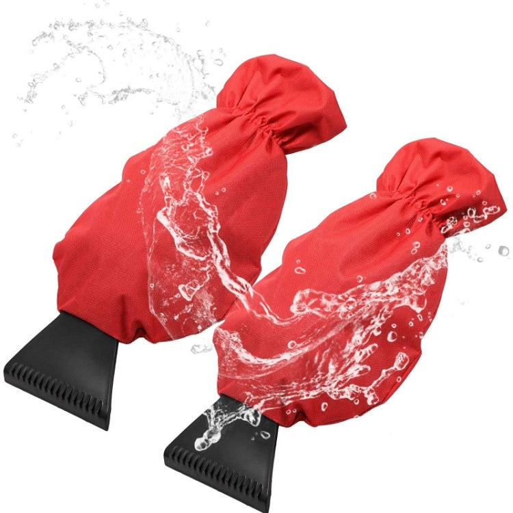 2pcs Winter Warm Car Snow Shoveling Gloves Deicing Snow Scraper