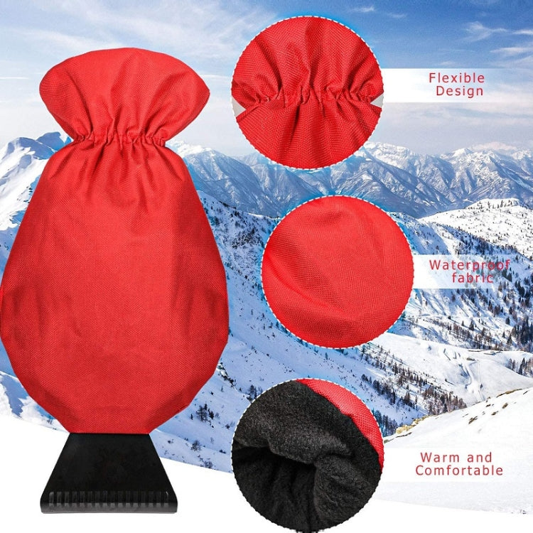 2pcs Winter Warm Car Snow Shoveling Gloves Deicing Snow Scraper