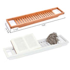 Bamboo Non-slip Bathtub Shelf Multifunctional Soaking Shelf — White