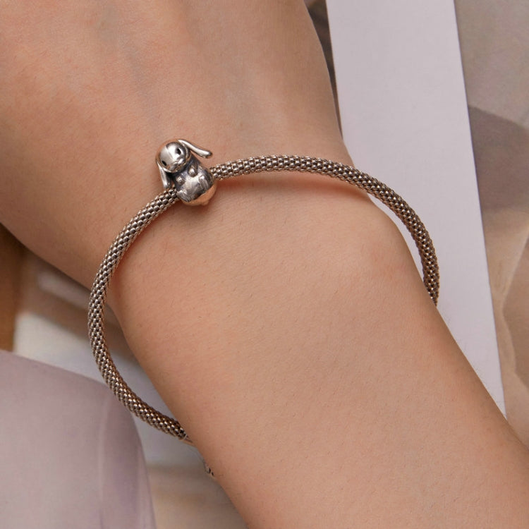 Sterling Silver S925 Cute Animal Lop Rabbit Beaded Bracelet — view 5