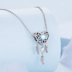 Sterling Silver S925 Heart Zircon Dreamcatcher Bracelet Beads — view 3